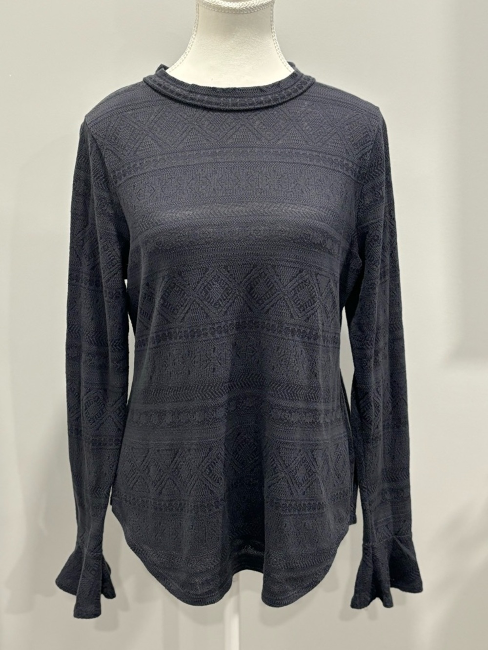 Loft Light Sweater Pointelle Blue Sz M Soft Spring Mothers Day Easy Care Travel